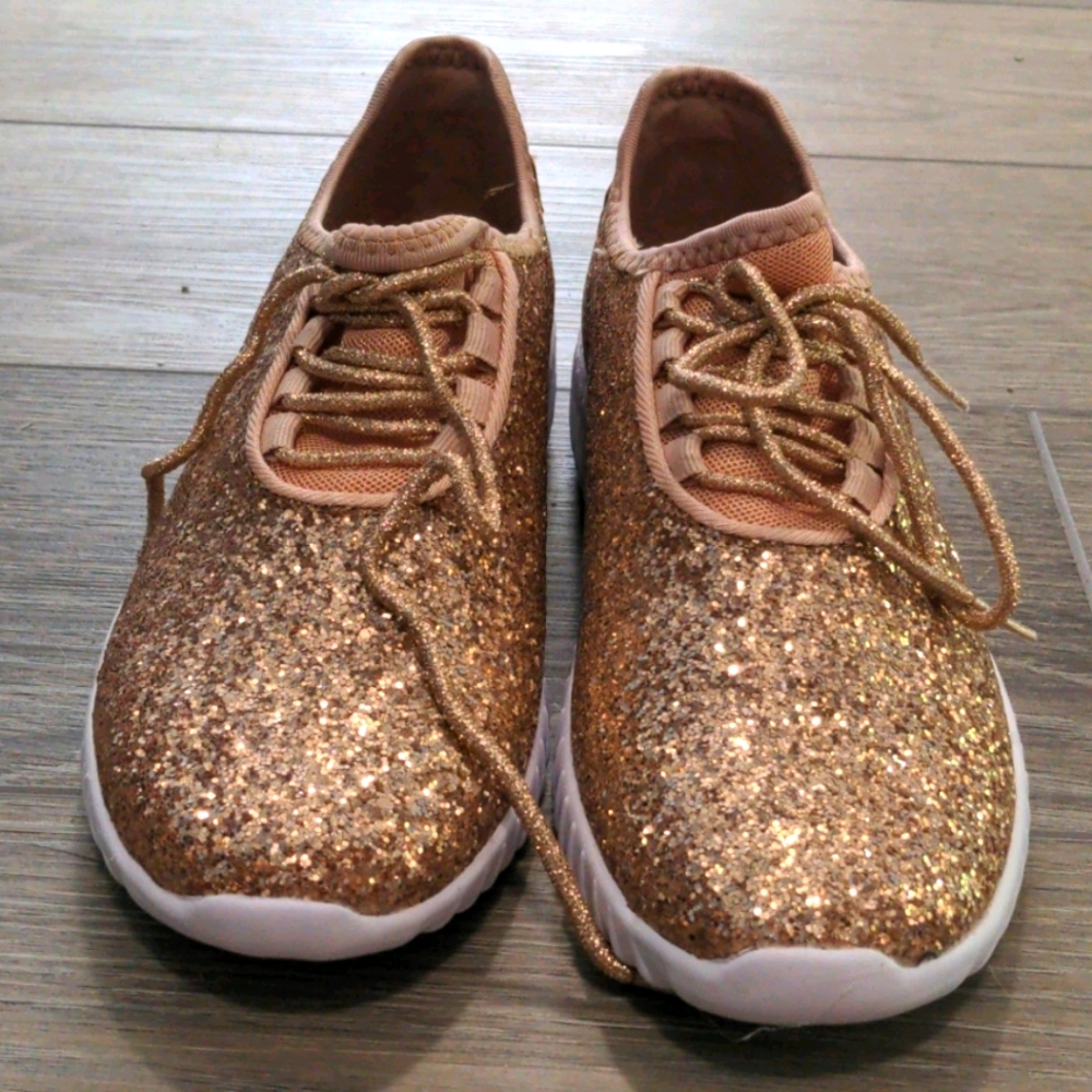 Rose gold tennis shoes